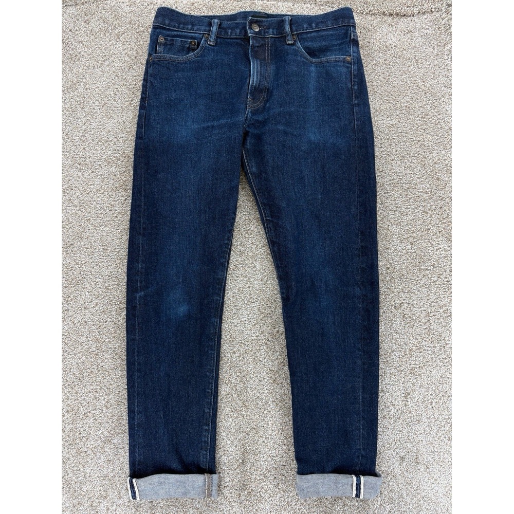 Uniqlo Kaihara‎ Selvedge Slim Straight Jean Men's 31 (Fits 32x30) Blue Stretch